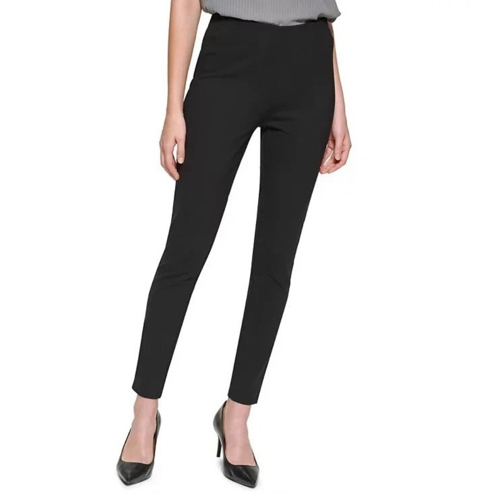 Calvin Klein Suit Size 4 Black Stretch Tapered Ankle Length Pull-On Dress Pants